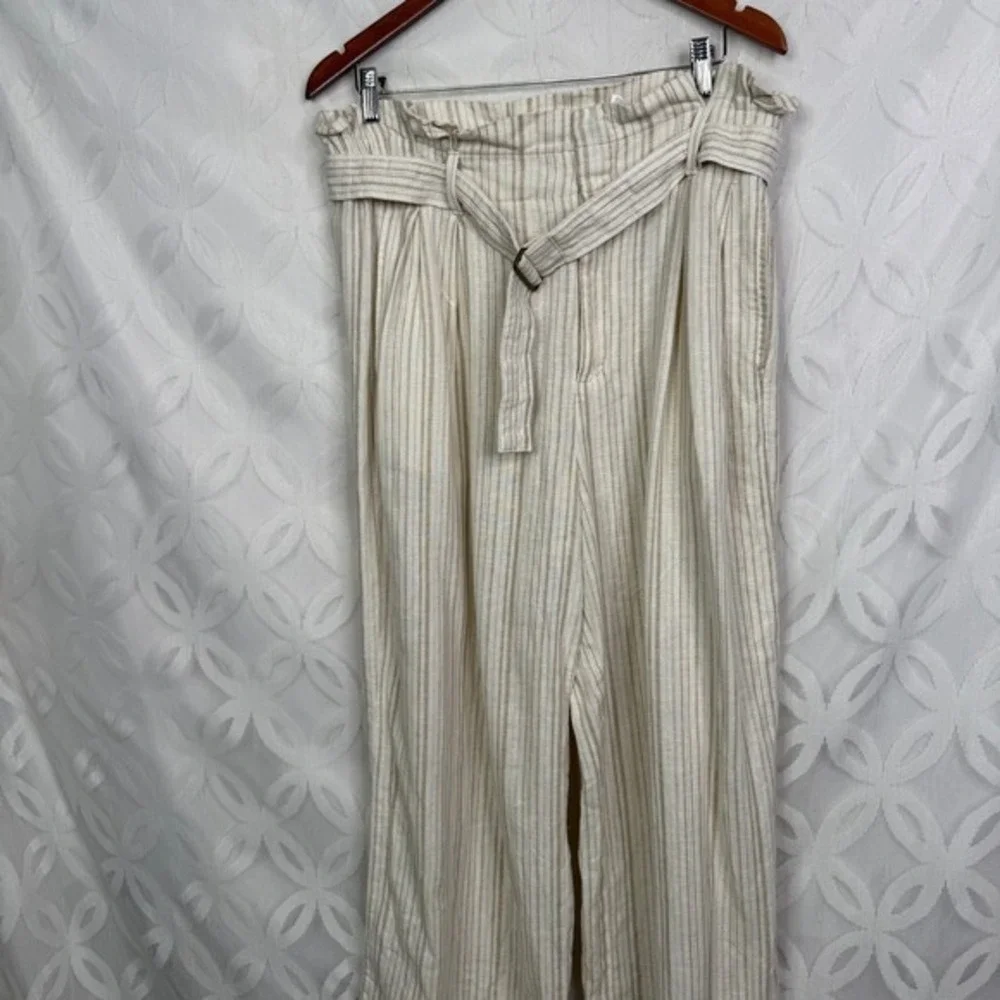 Banana‎ Republic Linen-Blend Striped Paperbag Pant Size 10 NWT